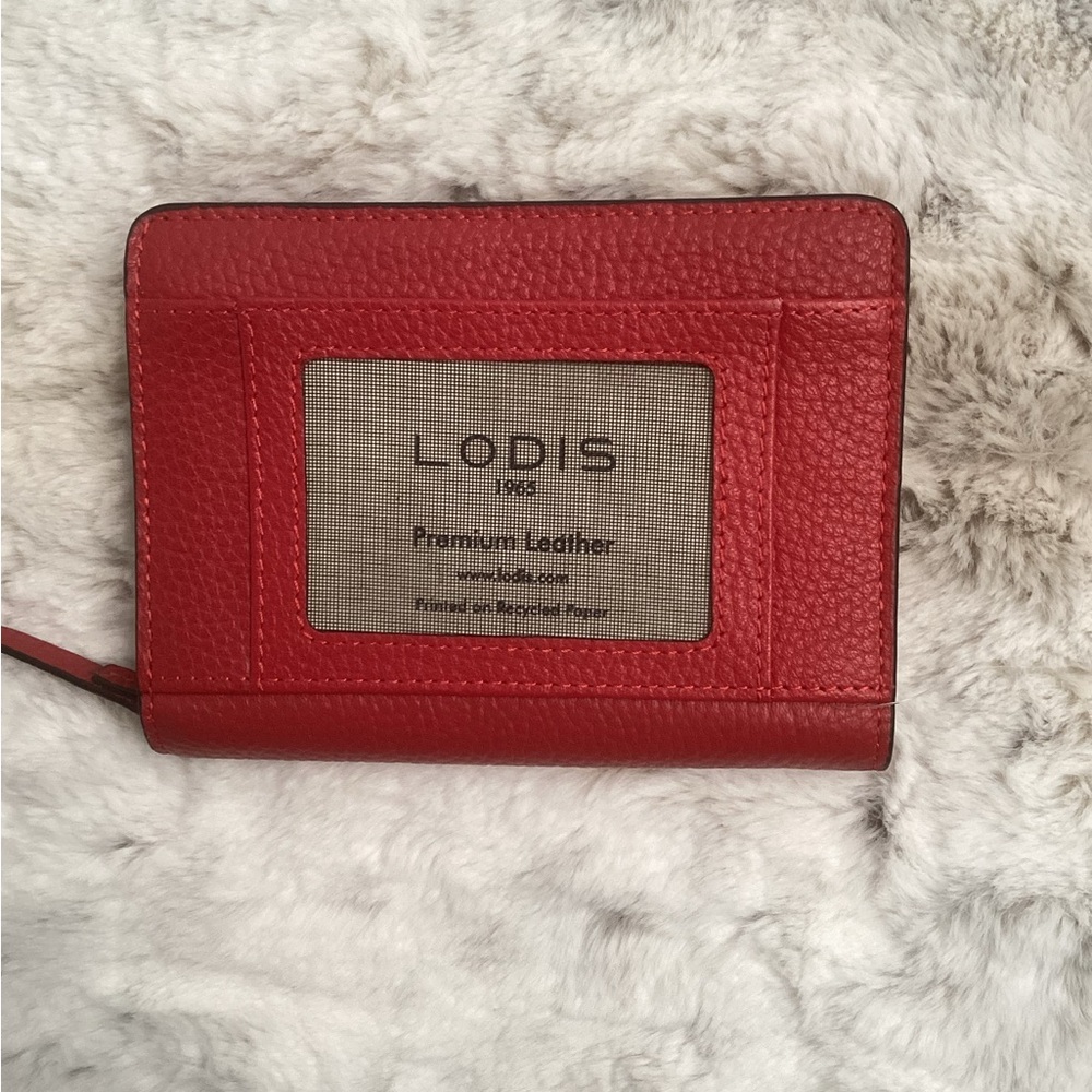 Lodis Premium Leather Red Zip Around Wallet, RFID Protection, NWT